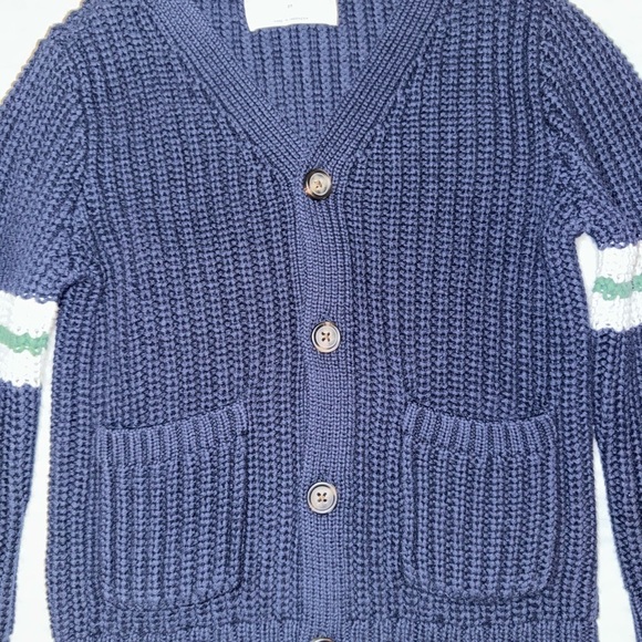 Old Navy Blue Knit Cardigan with Stripes - Picture 2 of 5